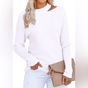 KIRUNDO Cutout Halter Neck Off Shoulders Long Sleeve Grey Sweater M